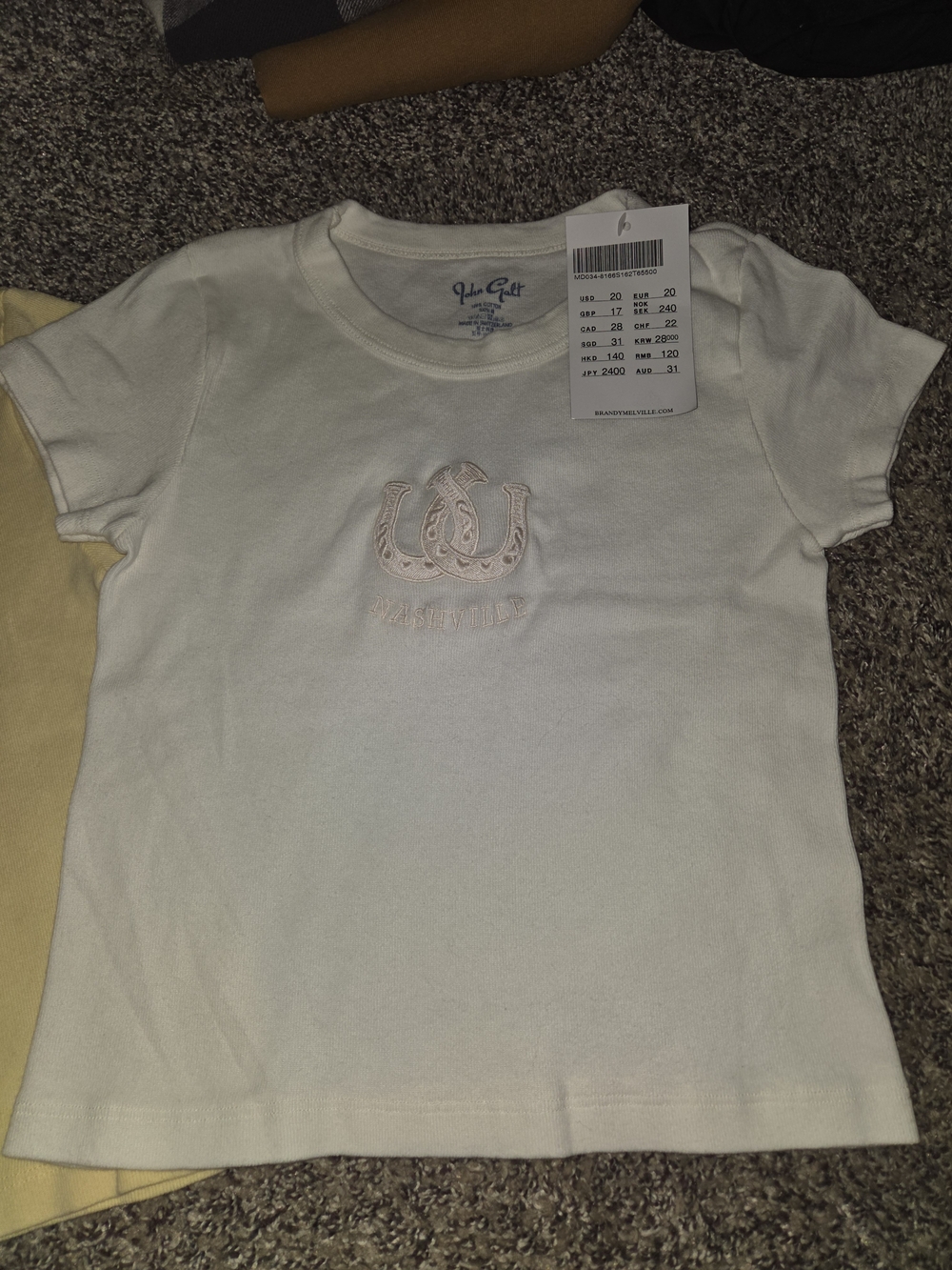 Brandy Melville Cream Tee with Embroidered Horseshoe